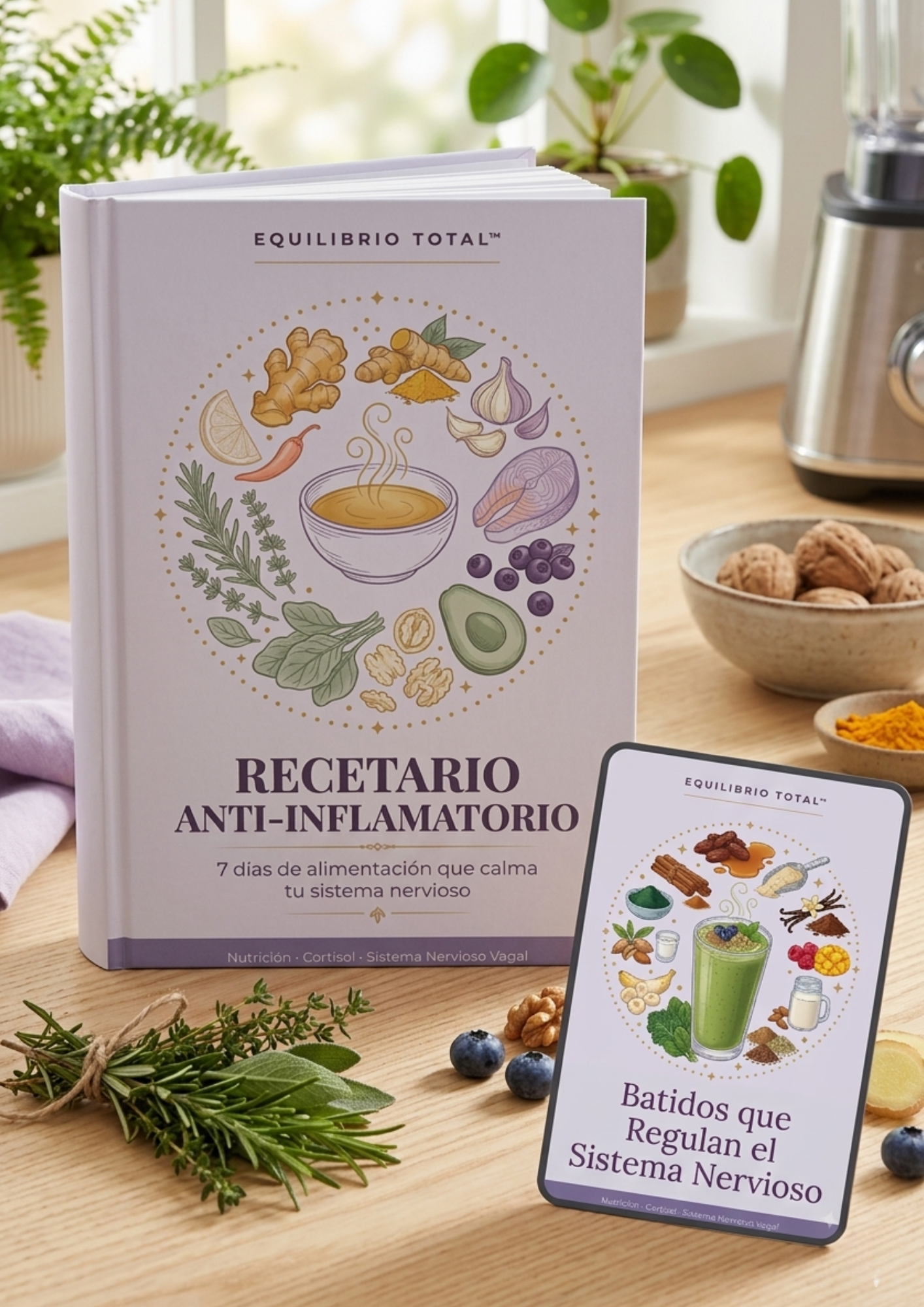 🥗 Recetario 7 días + 21 batidos que regulan tu sistema nervioso: Comé para bajar tu cortisol